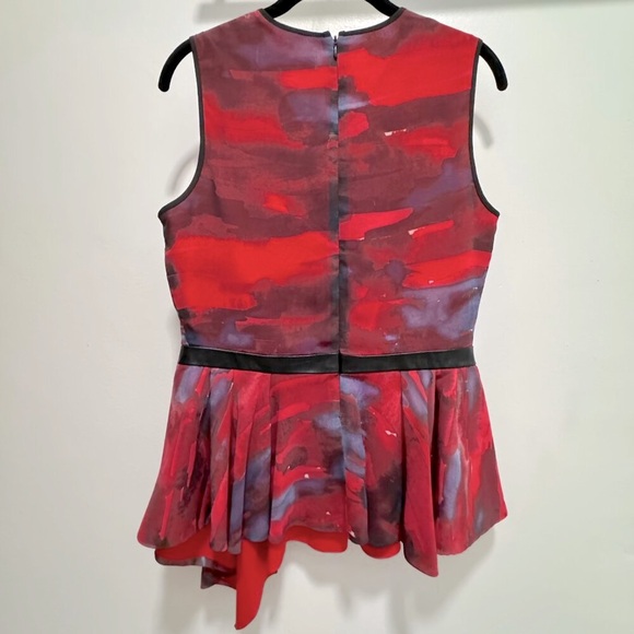 Hunter Bell Sleeveless Peplum, Leather Trim Top, Size 8 - Picture 2 of 10